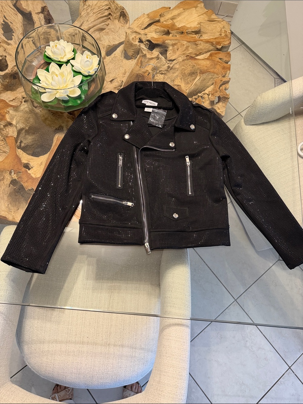Steve Madden women’s Black Sequin Moto Jacket